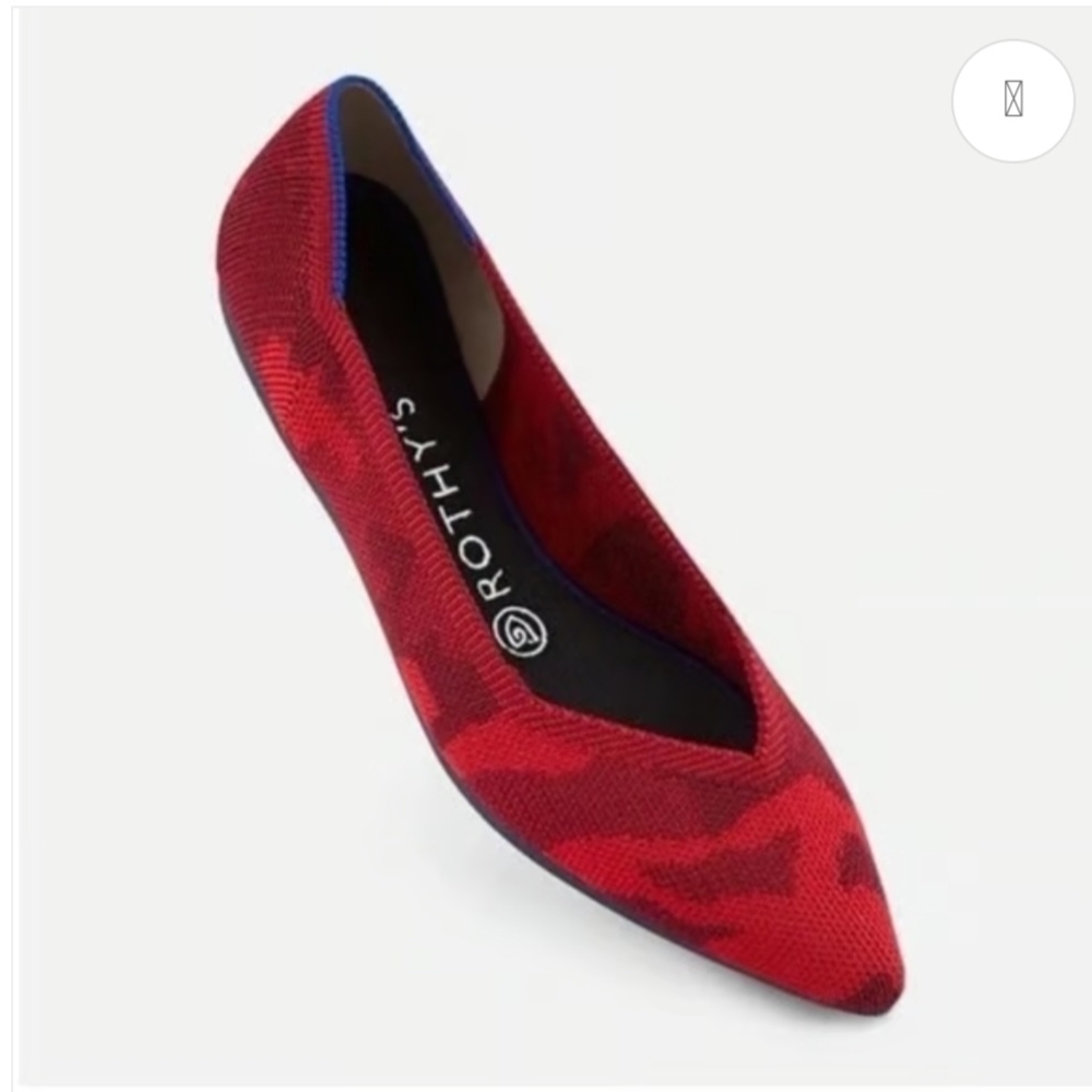 Rothy's Red Camo Print Point Knit Flat
